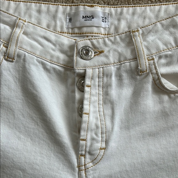 MNG White Straight Leg Jeans Cropped Ankle Length - Picture 4 of 8